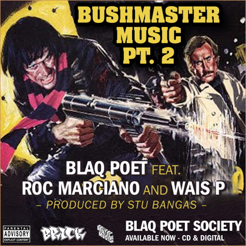 Blaq Poet’s Bushmaster Music Pt 2 is grimy.  It sounds heavily Wu-influenced (not a bad thing), with Roc Marciano taking on the role of Raekwon.  Wais P also jumps on the track.